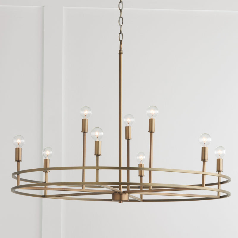Capital Lighting 448791AD Nine Light Chandelier, Aged Brass