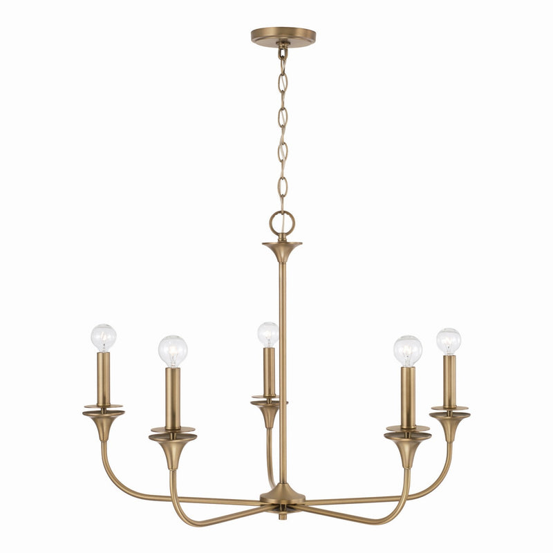 Capital Lighting 448951AD Five Light Chandelier, Aged Brass
