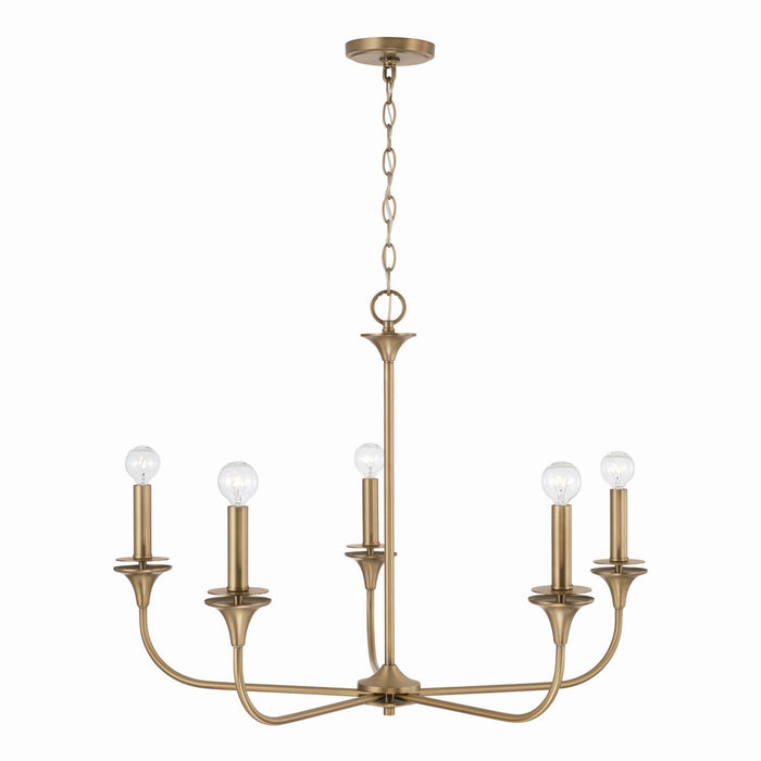 Capital Lighting 448951AD Five Light Chandelier, Aged Brass