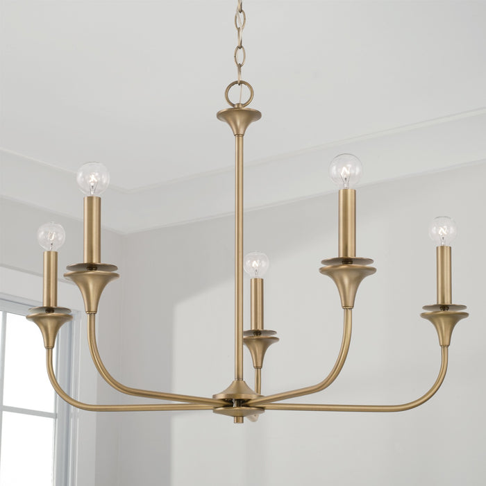 Capital Lighting 448951AD Five Light Chandelier, Aged Brass