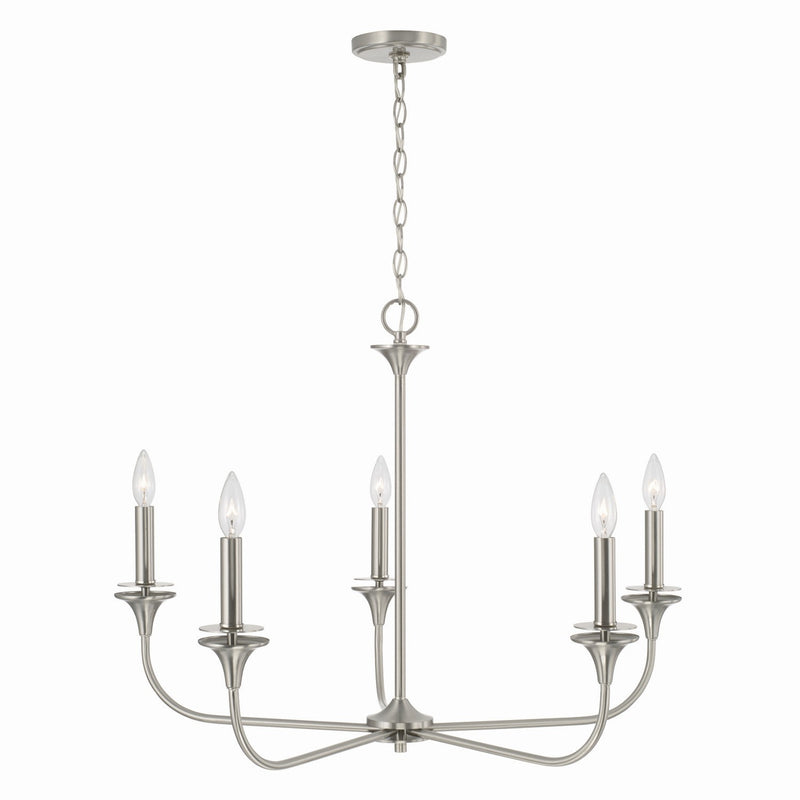 Capital Lighting 448951BN Five Light Chandelier, Brushed Nickel
