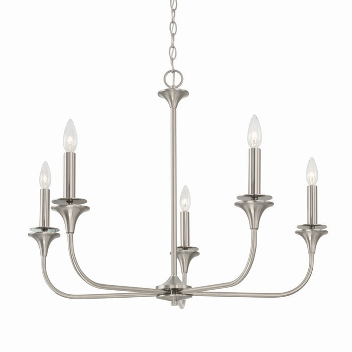 Capital Lighting 448951BN Five Light Chandelier, Brushed Nickel