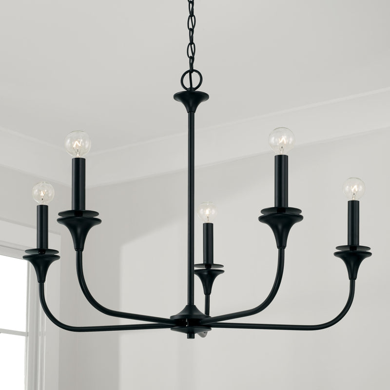 Capital Lighting 448951MB Five Light Chandelier, Matte Black