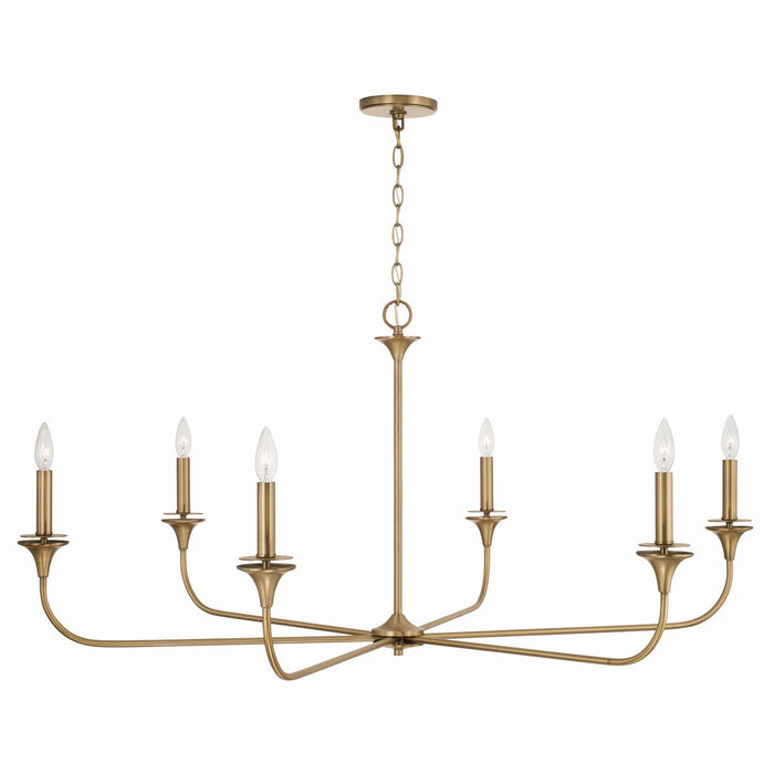 Capital Lighting 448961AD Six Light Chandelier, Aged Brass
