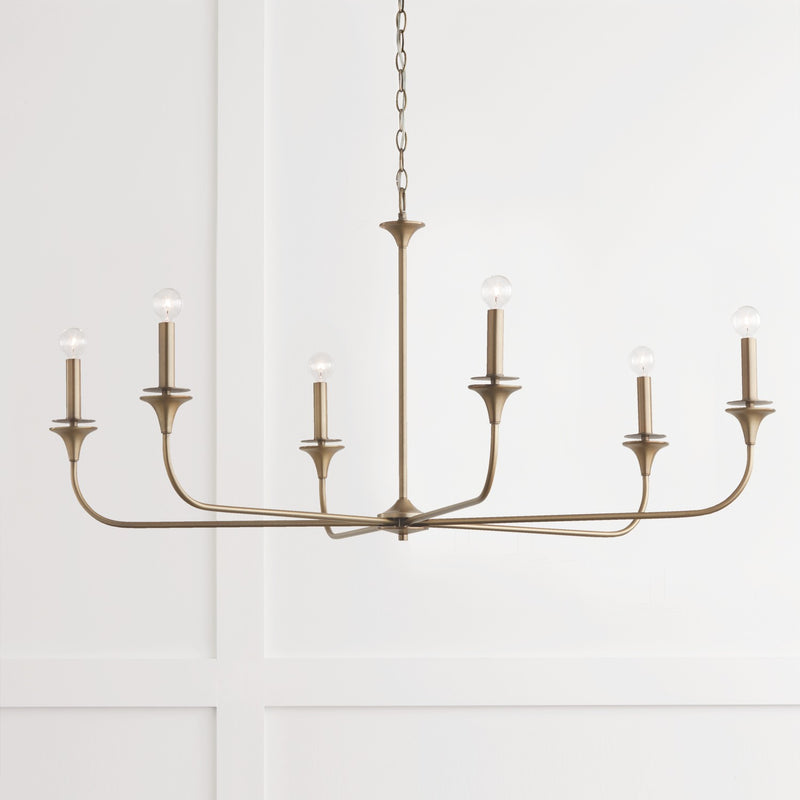 Capital Lighting 448961AD Six Light Chandelier, Aged Brass