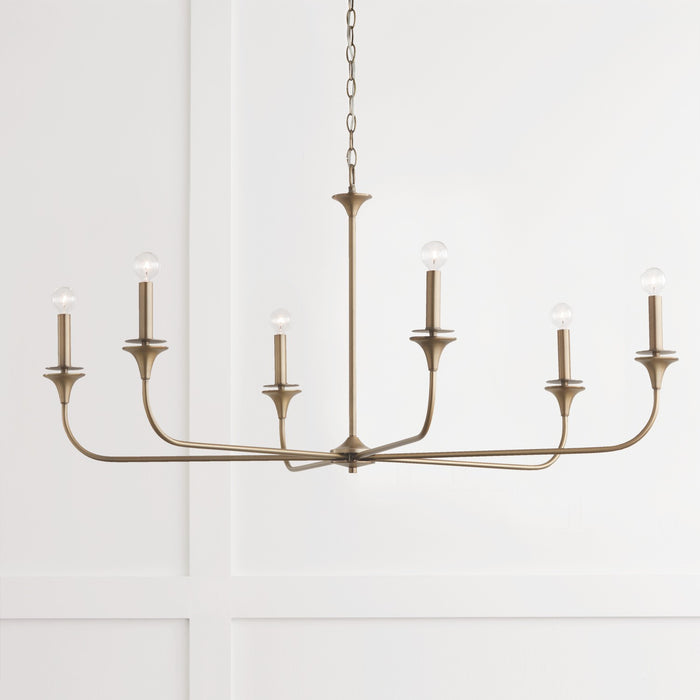 Capital Lighting 448961AD Six Light Chandelier, Aged Brass