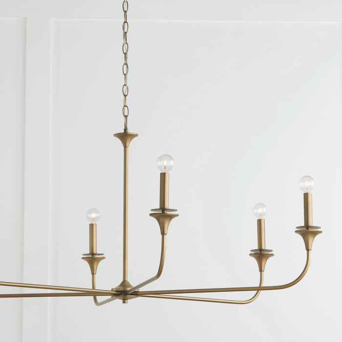 Capital Lighting 448961AD Six Light Chandelier, Aged Brass