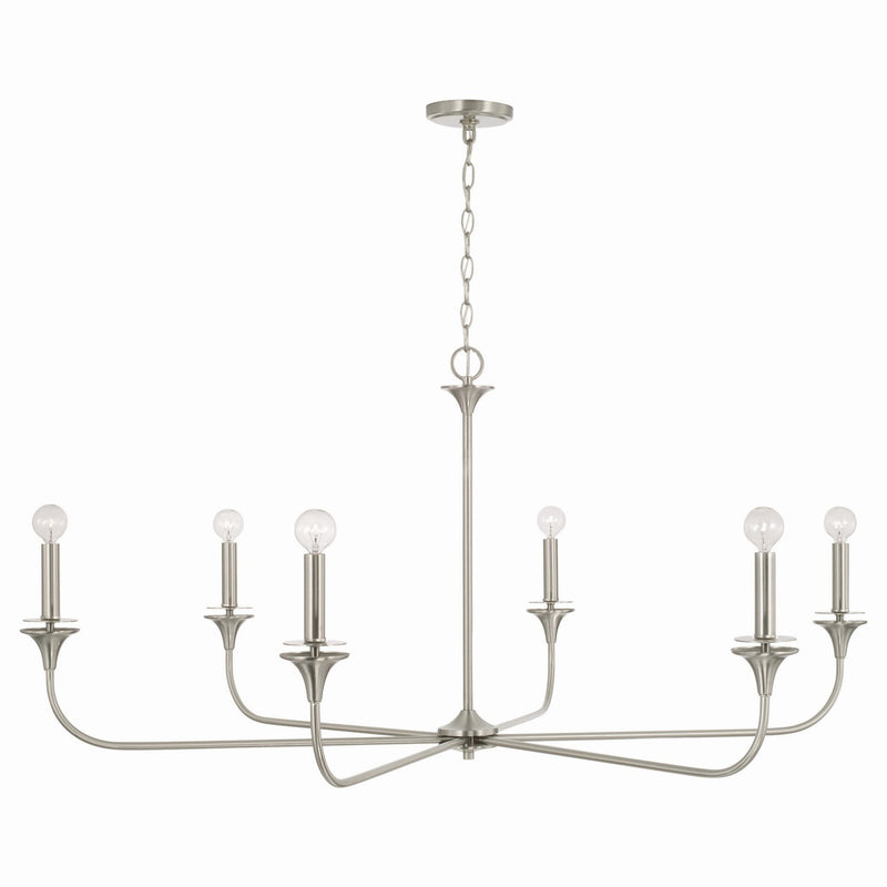 Capital Lighting 448961BN Six Light Chandelier, Brushed Nickel