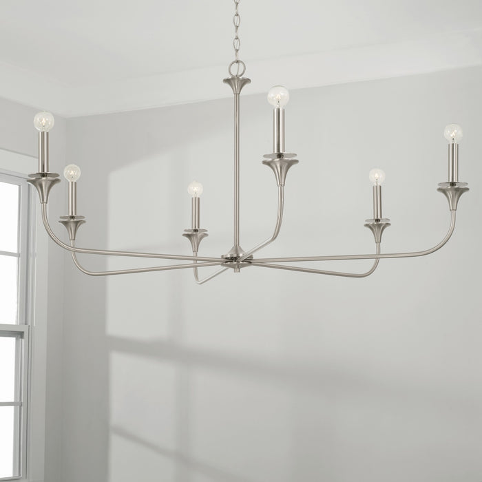 Capital Lighting 448961BN Six Light Chandelier, Brushed Nickel