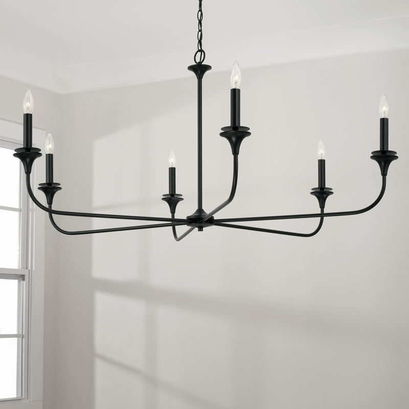 Capital Lighting 448961MB Six Light Chandelier, Matte Black
