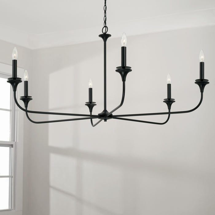 Capital Lighting 448961MB Six Light Chandelier, Matte Black