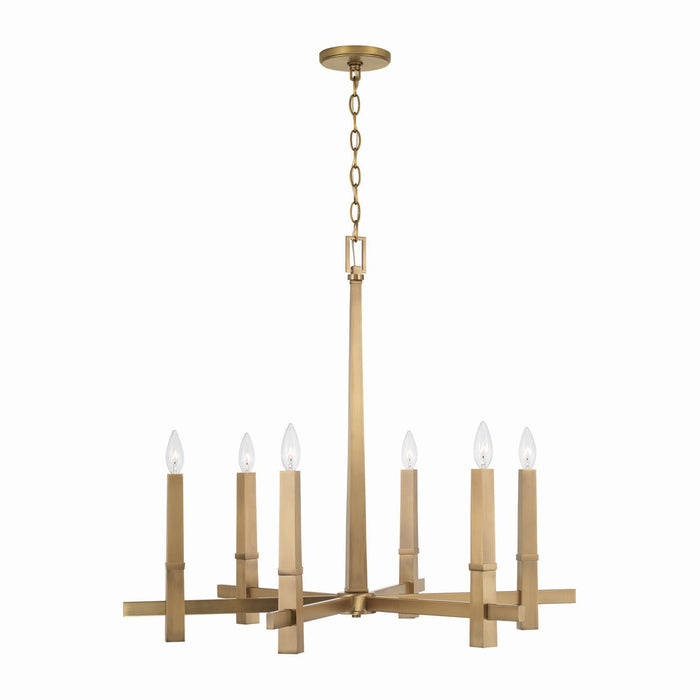 Capital Lighting 449661AD Six Light Chandelier, Aged Brass