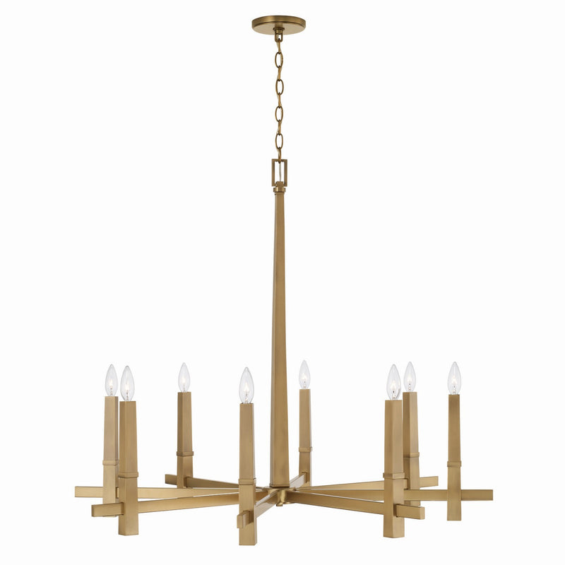 Capital Lighting 449681AD Eight Light Chandelier, Aged Brass