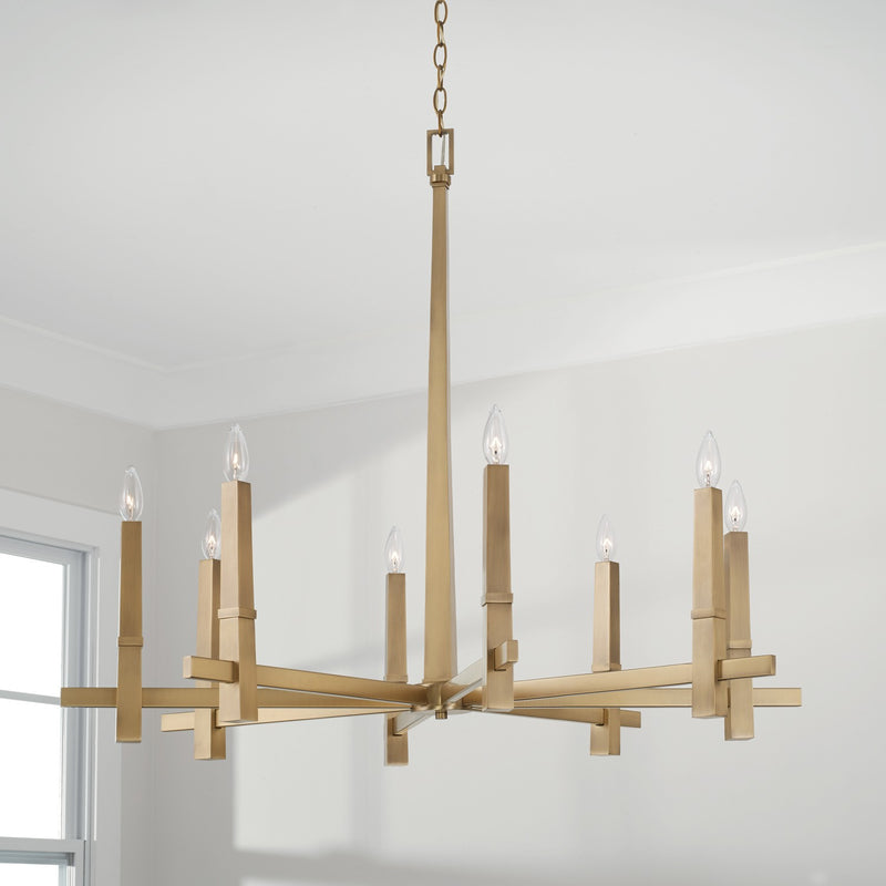 Capital Lighting 449681AD Eight Light Chandelier, Aged Brass