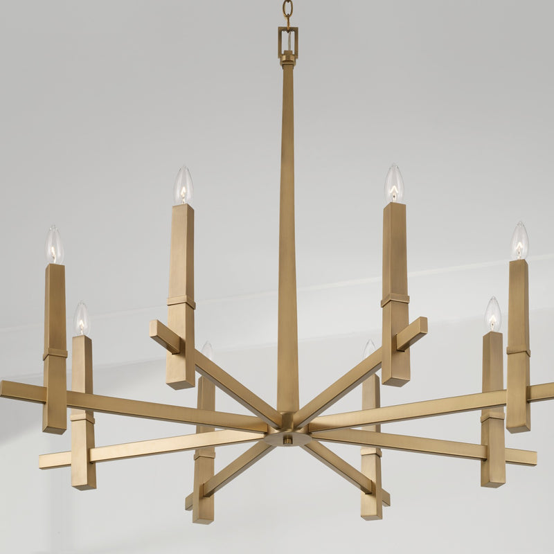Capital Lighting 449681AD Eight Light Chandelier, Aged Brass