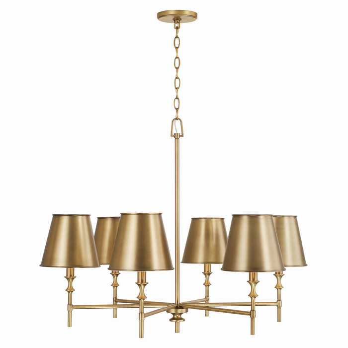 Capital Lighting 449761AD-707 Six Light Chandelier, Aged Brass