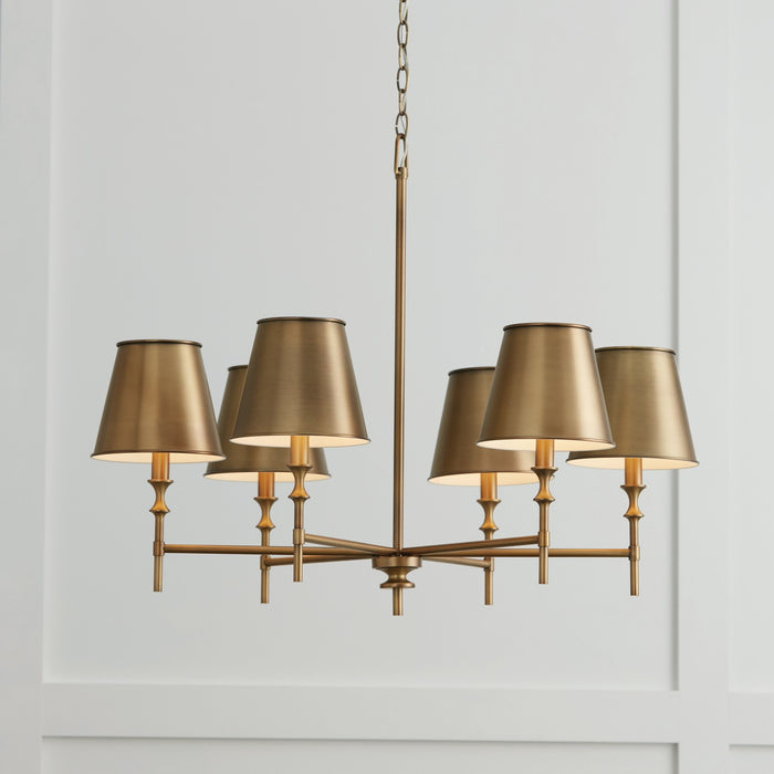 Capital Lighting 449761AD-707 Six Light Chandelier, Aged Brass