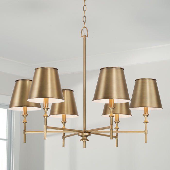 Capital Lighting 449761AD-707 Six Light Chandelier, Aged Brass