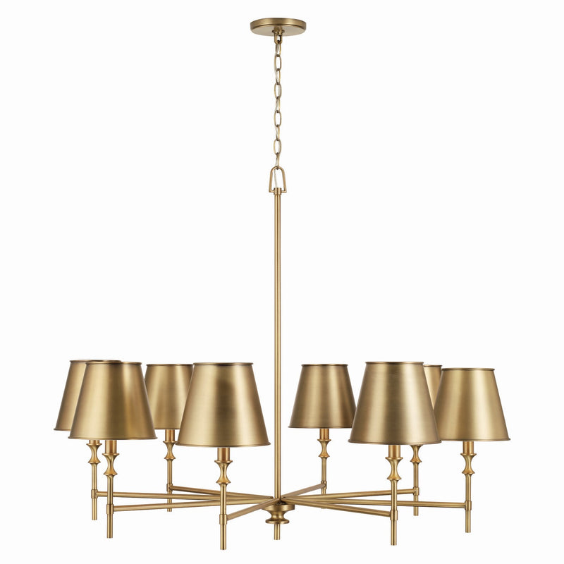 Capital Lighting 449781AD-707 Eight Light Chandelier, Aged Brass