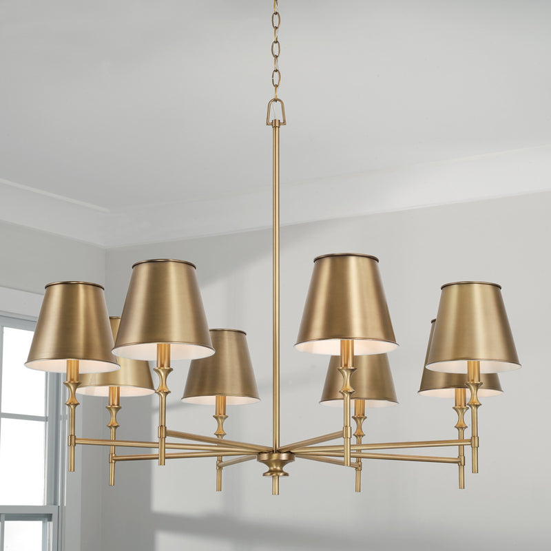Capital Lighting 449781AD-707 Eight Light Chandelier, Aged Brass