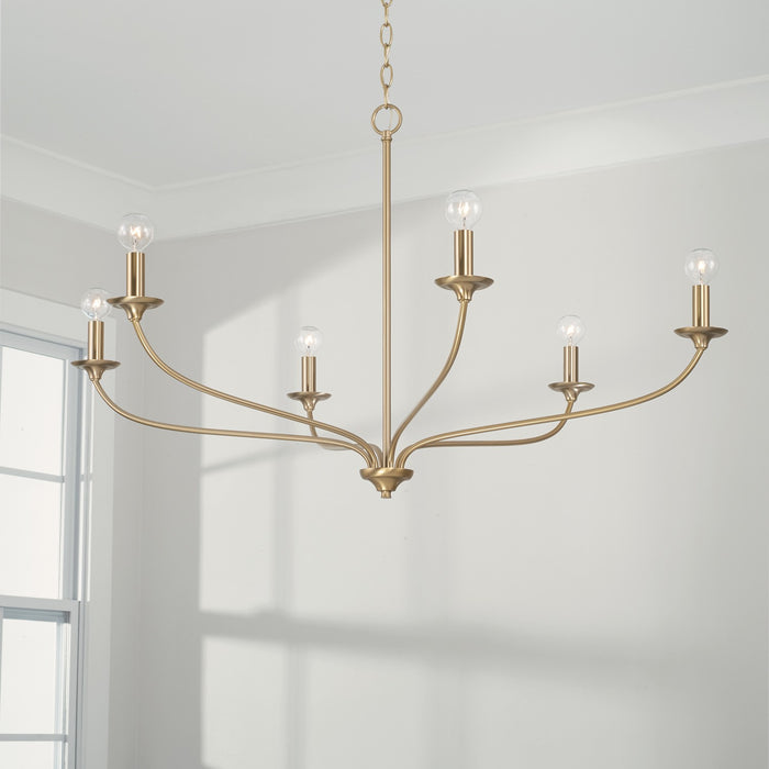 Capital Lighting 449961MA Six Light Chandelier, Matte Brass