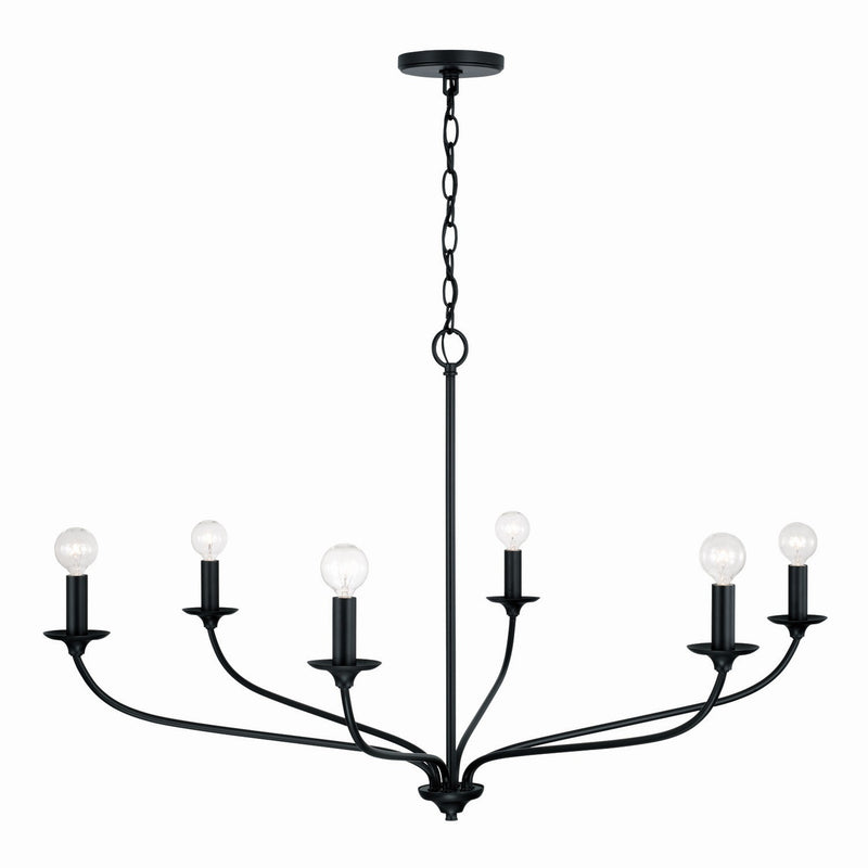 Capital Lighting 449961MB Six Light Chandelier, Matte Black