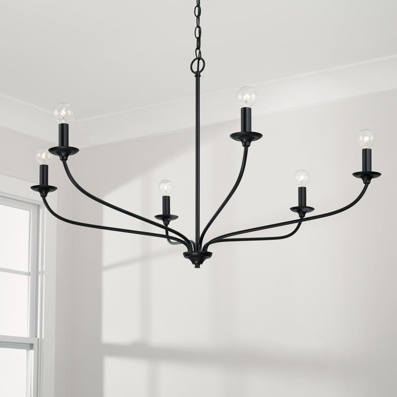 Capital Lighting 449961MB Six Light Chandelier, Matte Black