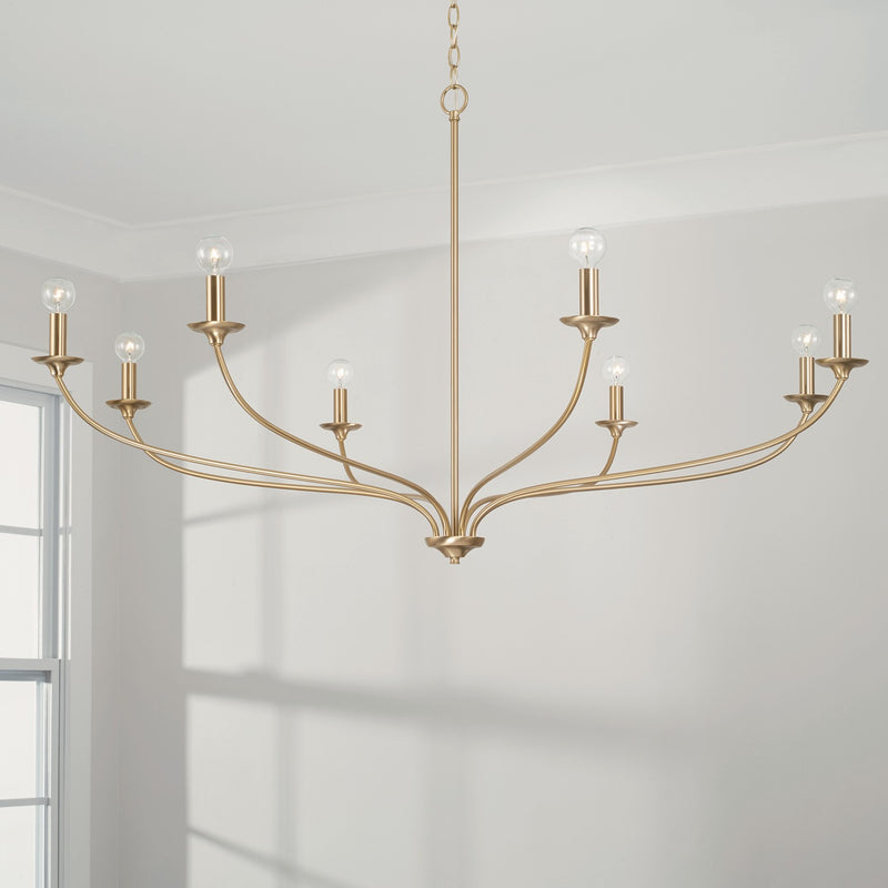 Capital Lighting 449981MA Eight Light Chandelier, Matte Brass