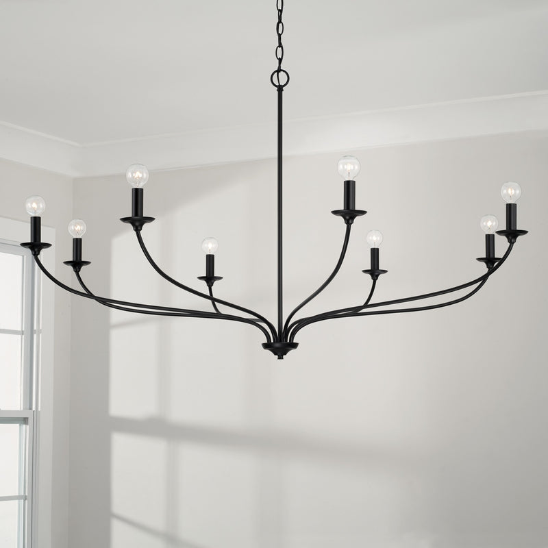 Capital Lighting 449981MB Eight Light Chandelier, Matte Black