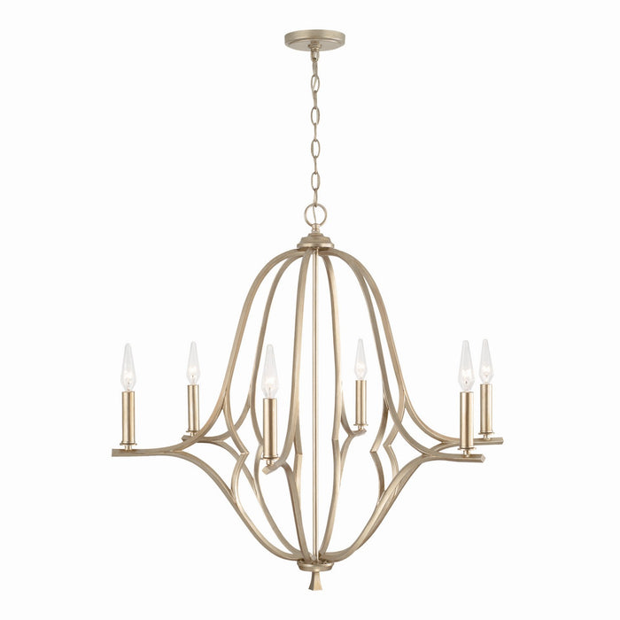 Capital Lighting 450061BS Six Light Chandelier, Brushed Champagne