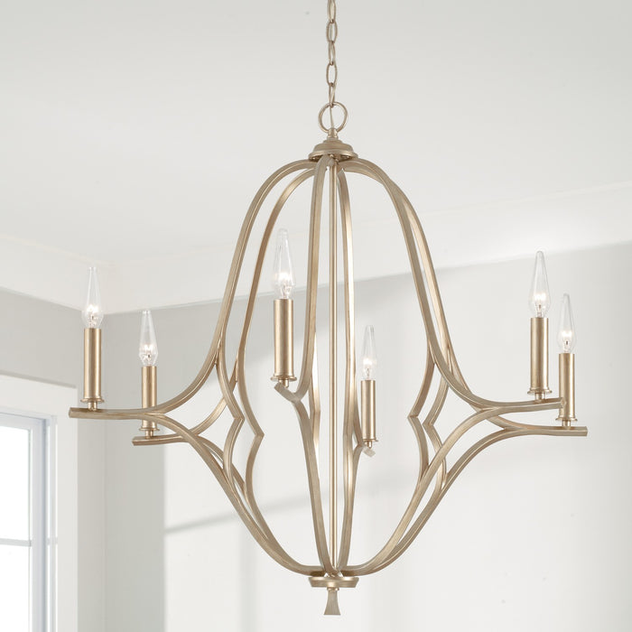 Capital Lighting 450061BS Six Light Chandelier, Brushed Champagne