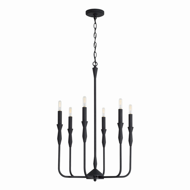 Capital Lighting 450361XK Six Light Chandelier, Textured Black