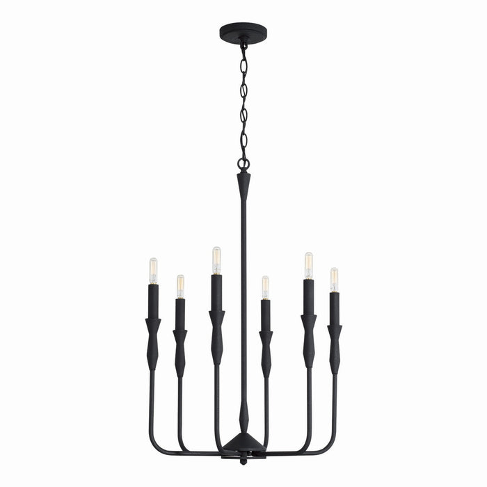 Capital Lighting 450361XK Six Light Chandelier, Textured Black
