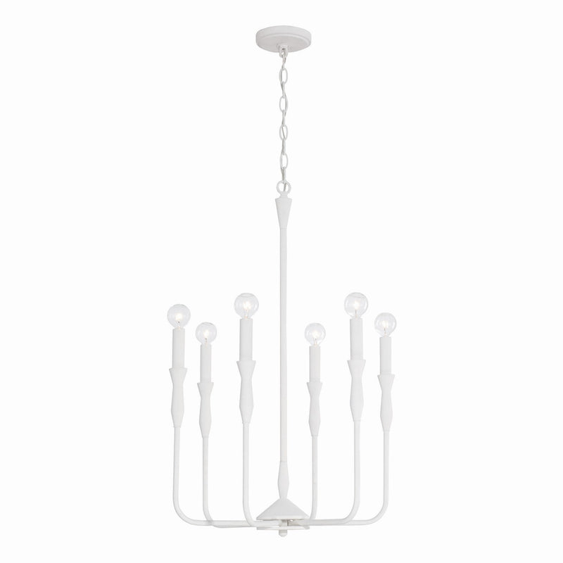 Capital Lighting 450361XW Six Light Chandelier, Textured White