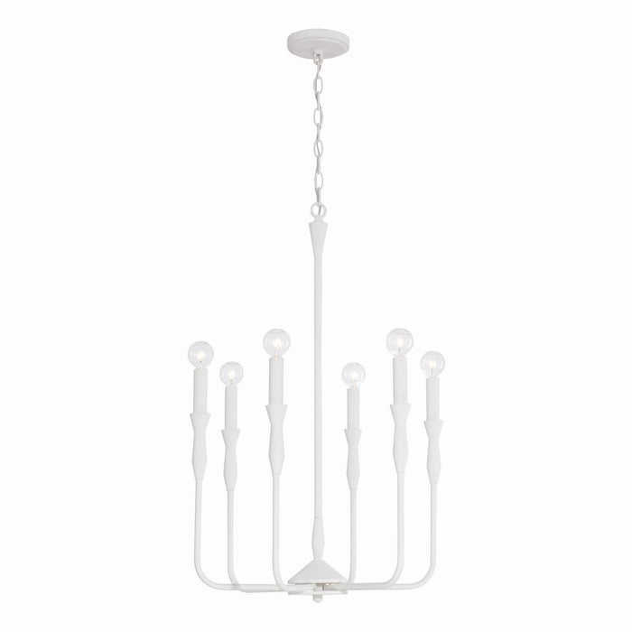 Capital Lighting 450361XW Six Light Chandelier, Textured White