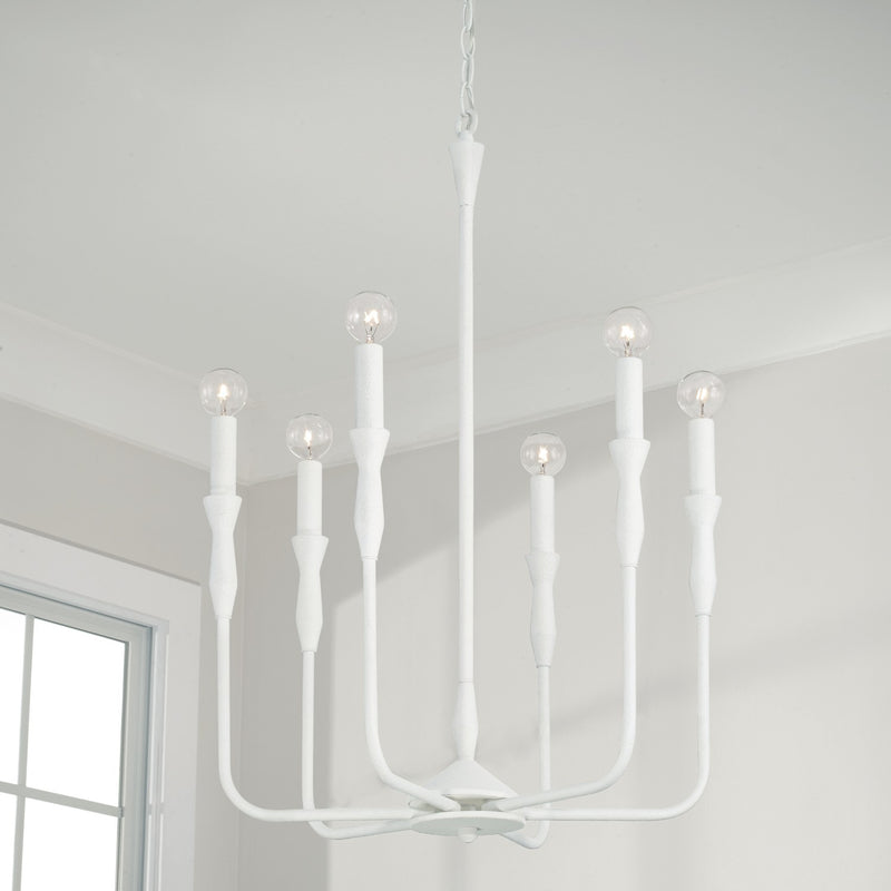 Capital Lighting 450361XW Six Light Chandelier, Textured White