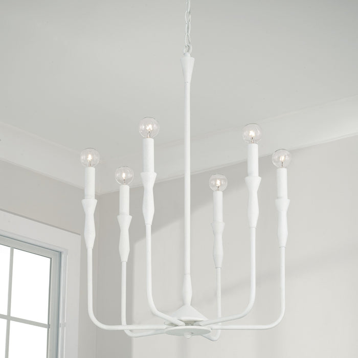 Capital Lighting 450361XW Six Light Chandelier, Textured White
