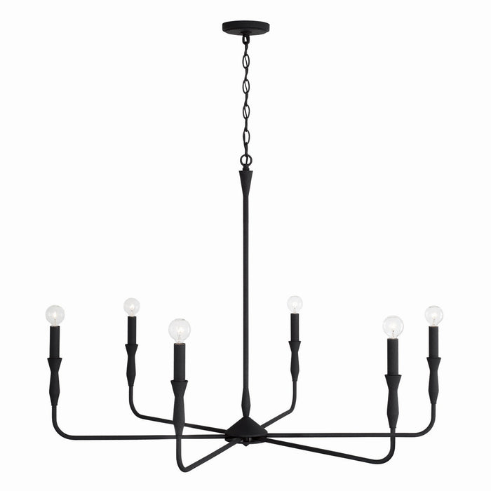 Capital Lighting 450362XK Six Light Chandelier, Textured Black