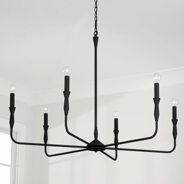 Capital Lighting 450362XK Six Light Chandelier, Textured Black