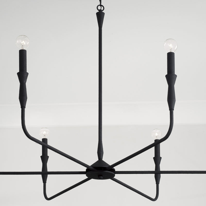 Capital Lighting 450362XK Six Light Chandelier, Textured Black