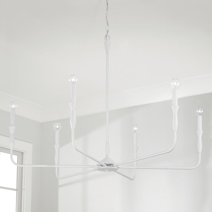 Capital Lighting 450362XW Six Light Chandelier, Textured White