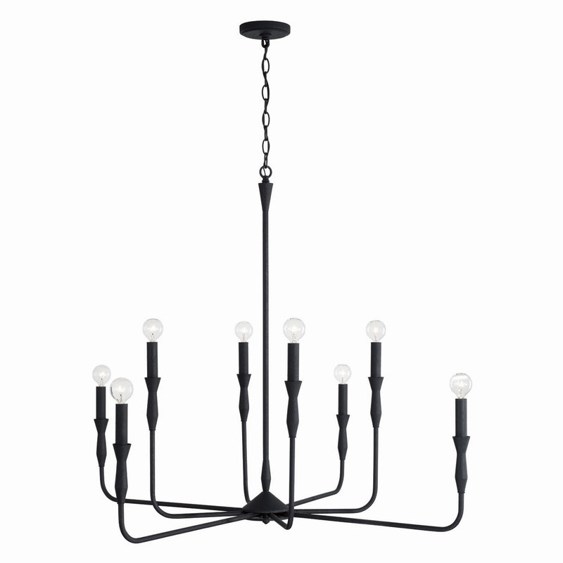 Capital Lighting 450381XK Eight Light Chandelier, Textured Black
