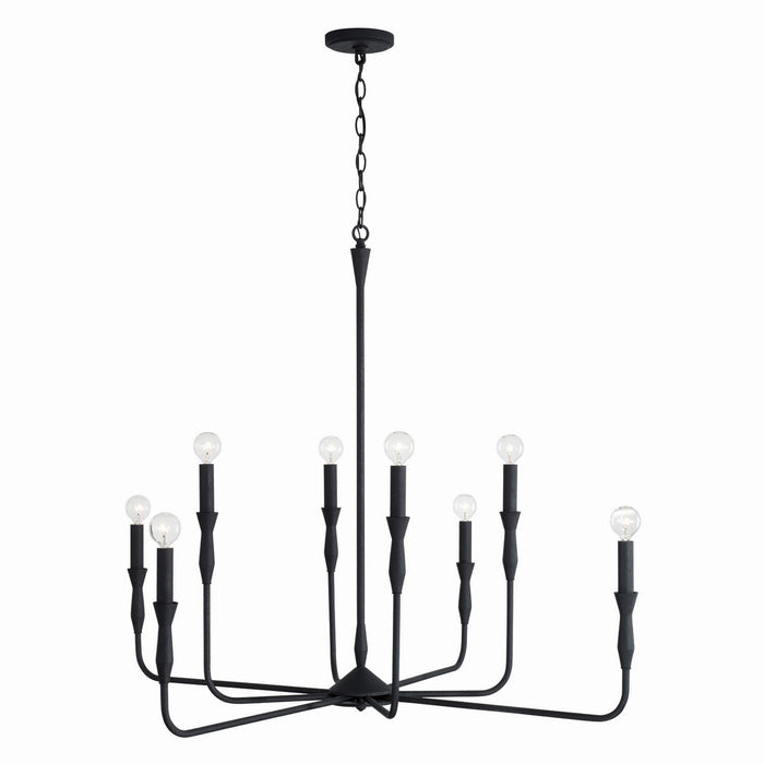 Capital Lighting 450381XK Eight Light Chandelier, Textured Black