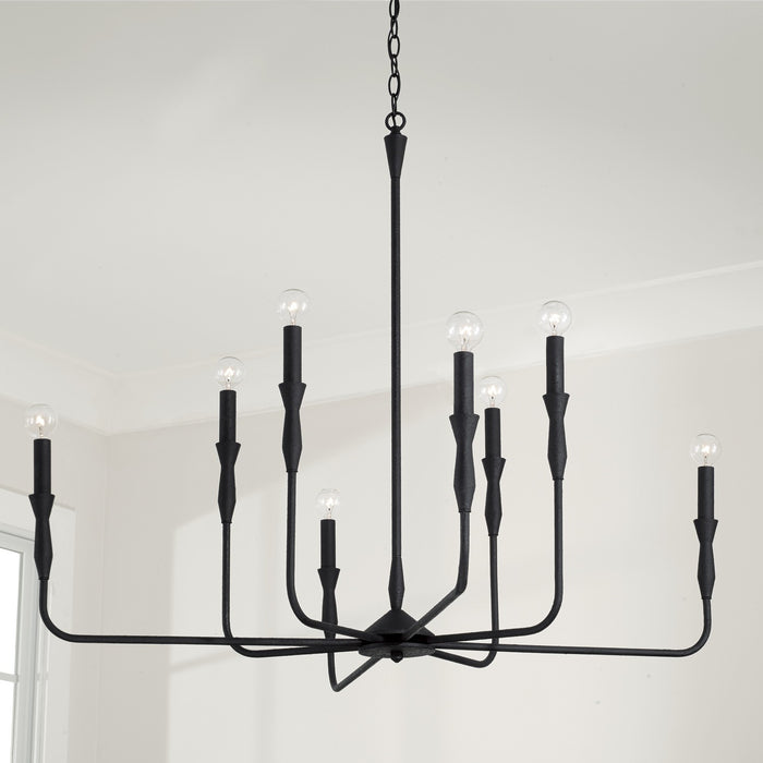 Capital Lighting 450381XK Eight Light Chandelier, Textured Black