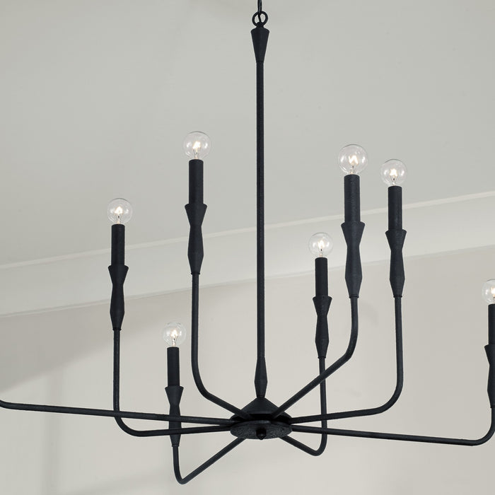 Capital Lighting 450381XK Eight Light Chandelier, Textured Black