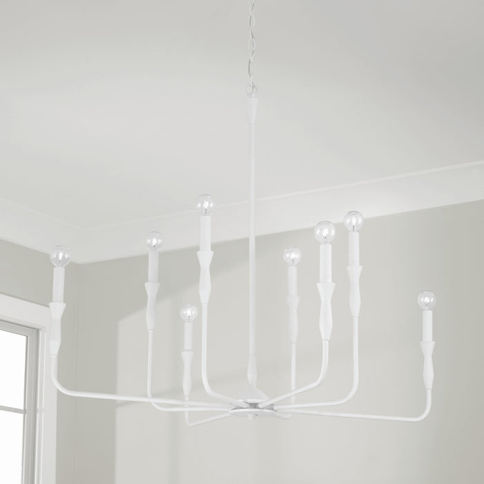 Capital Lighting 450381XW Eight Light Chandelier, Textured White
