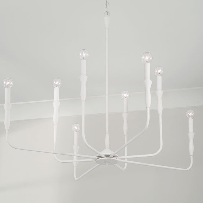 Capital Lighting 450381XW Eight Light Chandelier, Textured White