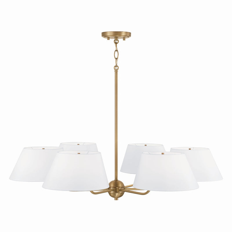 Capital Lighting 450461AD Six Light Chandelier, Aged Brass