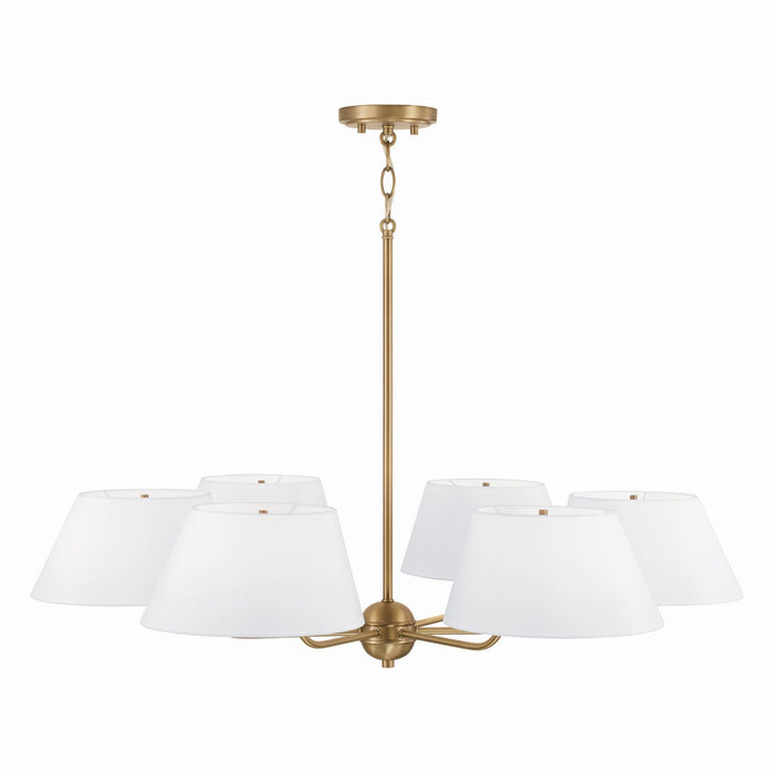 Capital Lighting 450461AD Six Light Chandelier, Aged Brass