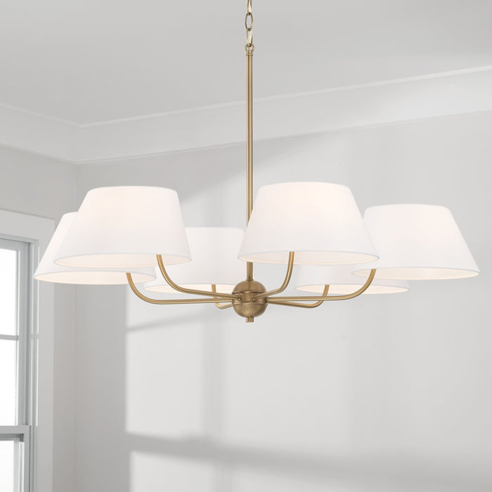 Capital Lighting 450461AD Six Light Chandelier, Aged Brass
